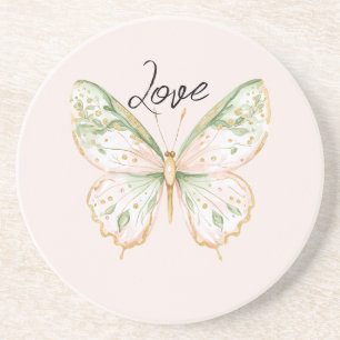 Posavasos Rosa Rubor Verde Menta Oro Mariposa Amor