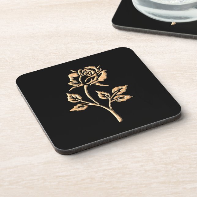 Posavasos Rosa simple de oro (Lado Izquierdo)