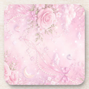 Posavasos Rosa Soñador Floral Perlas Lazos Destellos