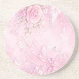 Posavasos Rosa Soñador Floral Perlas Lazos Destellos