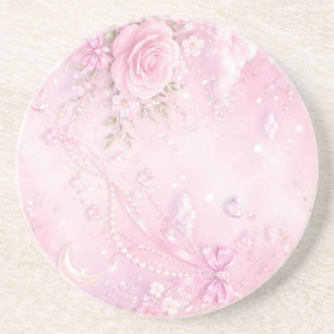 Posavasos Rosa Soñador Floral Perlas Lazos Destellos