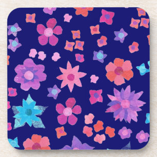 Posavasos Rosa, turquesa, rosa y Naranja sobre azul oscuro