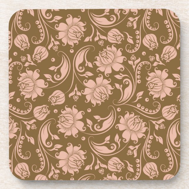 Posavasos Rosa y estampado de flores de Brown (Frente)