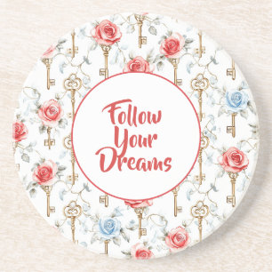 Posavasos Rosas Azules Rojas Llaves Doradas