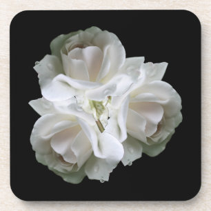 Posavasos Rosas Blancas Con Gotas De Lluvia