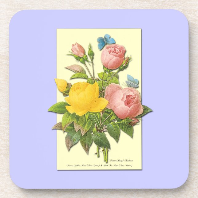Posavasos Rosas Botánicas Rosadas Amarillas (Frente)