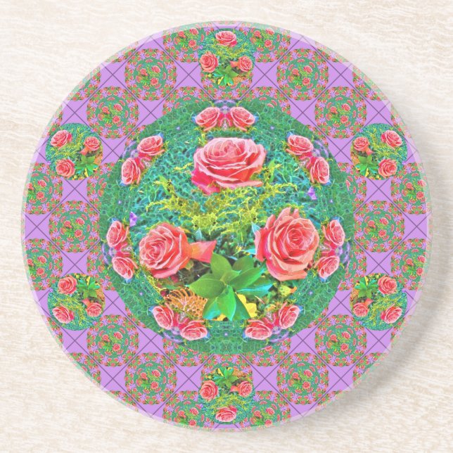 Posavasos Rosas color agua rosa (Frente)