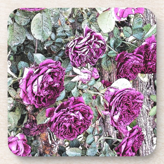 Posavasos Rosas Contorno de Tinta (Frente)
