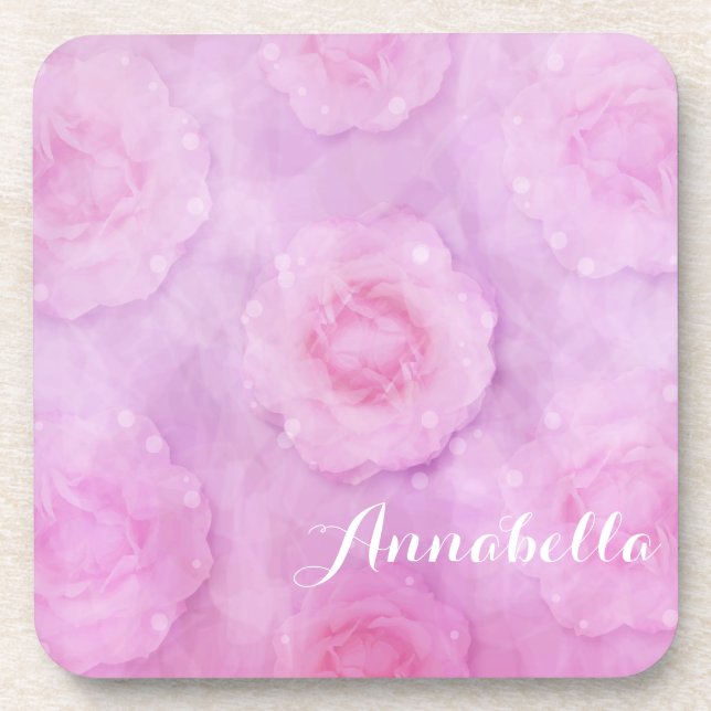 Posavasos Rosas de acuarela (Frente)