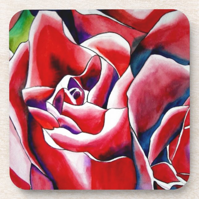 Posavasos Rosas de arte originales de acuarela rosa (Frente)
