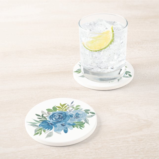 Posavasos Rosas de color azul claro (Lado)