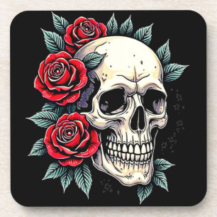 Posavasos Rosas de cráneo Tattoo Art