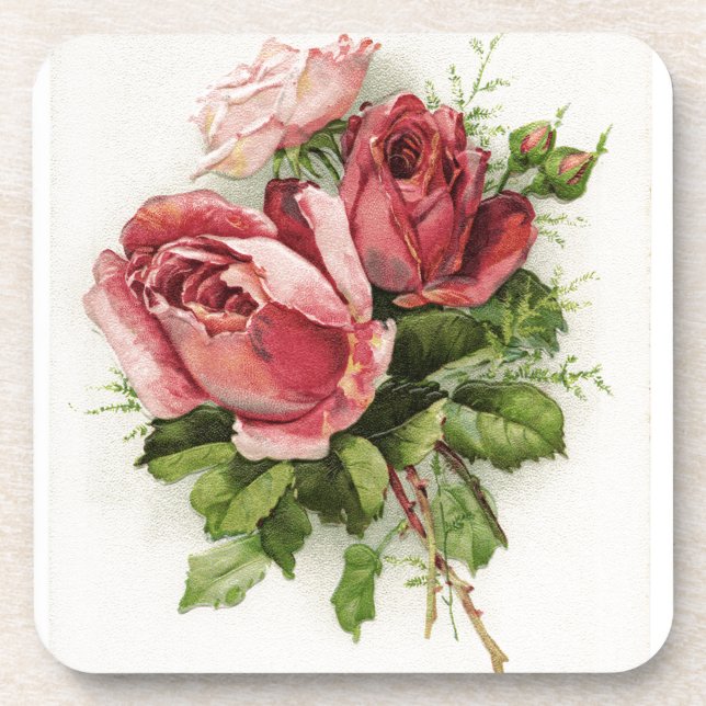 Posavasos Rosas de época de arte de época (Frente)