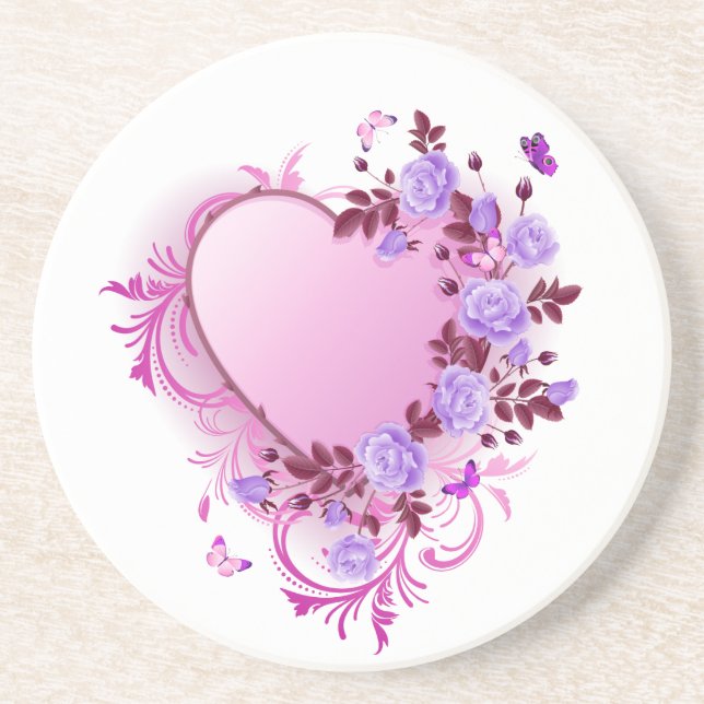 Posavasos Rosas en cascada Lavender Heart (Frente)