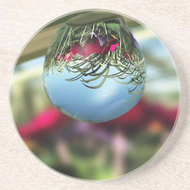 Posavasos Rosas en la montaña rusa de las gotas de lluvia (Frente)