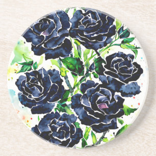 Posavasos Rosas negros Flores Gótico Arte Pintura de color d