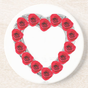 Posavasos Rosas Rojas de Corazón Coaster