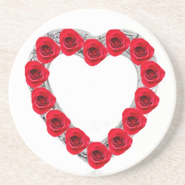 Posavasos Rosas Rojas de Corazón Coaster (Frente)
