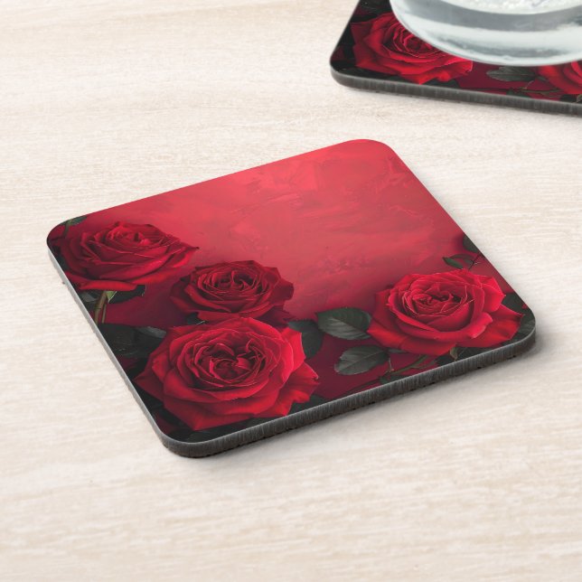 Posavasos Rosas Rojas Góticas Elegantes (Lado Izquierdo)