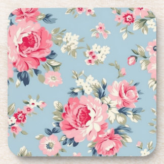 Posavasos Rosas rosadas de algodón en fondo azul