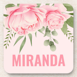 Posavasos Rosas rosadas flores trendy acuarela