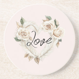 Posavasos Rosas Rosadas Románticas Plumas Corazón Amor