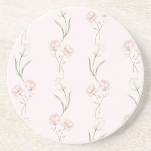 Posavasos Rosas rosadas sonrosadas Tulipanes blancos  