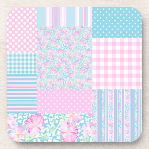 Posavasos Rosas rosas rosas, mariposas: Faux Patchwork Coast