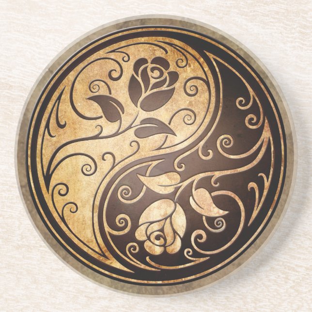 Posavasos Rosas rugosos de Yin Yang (Frente)