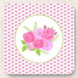 Posavasos Rosas y dahlias rosados