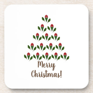 Posavasos Roses rojos y Navidades de árboles de Navidad Gree