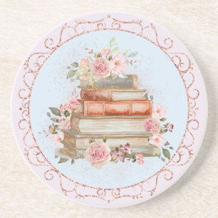 Posavasos Roses rosados de color de agua y corte floral de l