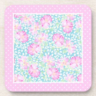 Posavasos Roses rosados Mariposas Blancas Polkas Coasters Se