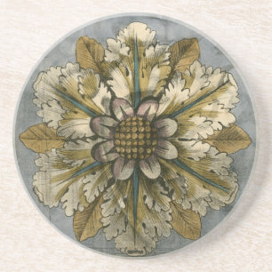 Posavasos Rosette de máscara decorativa en fondo gris