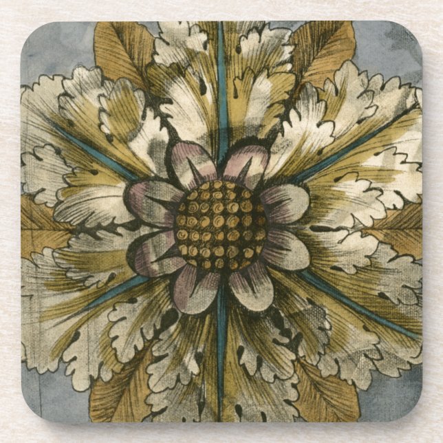 Posavasos Rosette de máscara decorativa sobre fondo gris (Frente)