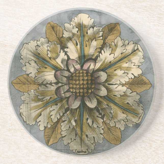 Posavasos Rosette de máscara decorativa sobre fondo gris (Frente)