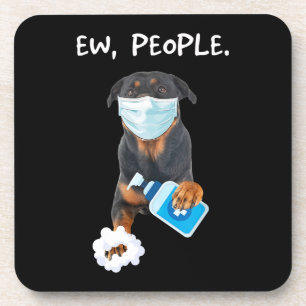 Posavasos rottweiler Ew People Dog usando una máscara de la
