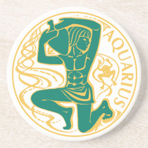 Posavasos Rótulo acuario del Zodiaco en un