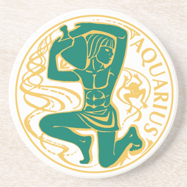 Posavasos Rótulo acuario del Zodiaco en un (Frente)