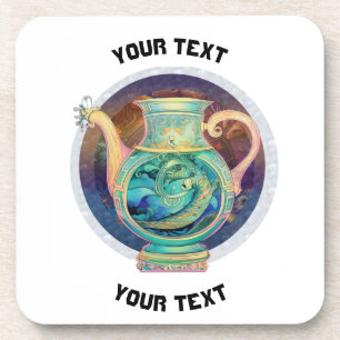 Posavasos RÓTULO Aquarius ZODIAC PERSONALIZADO