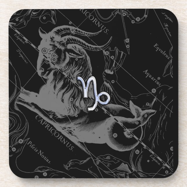 Posavasos Rótulo cromado como Capricornio Zodiac en Hevelius (Frente)