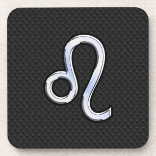 Posavasos Rótulo cromado como Leo Zodiac en piel de serpien