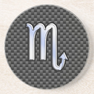 Posavasos Rótulo cromado como Scorpio Zodiac  Carbono Imprim