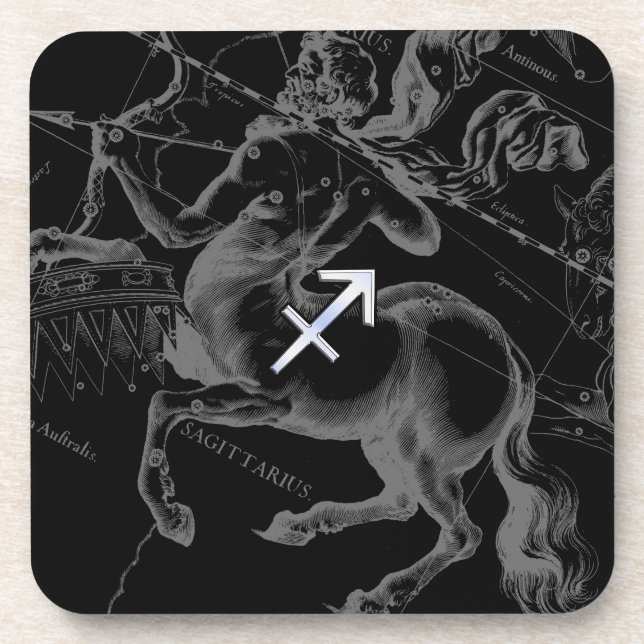Posavasos Rótulo cromado Sagittarius Zodiac Hevelius alreded (Frente)