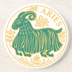 Posavasos Rótulo de Aries del Zodiaco en un