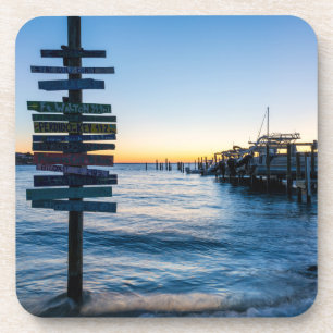 Posavasos Rótulo De La Bahía De Pensacola Sunset By Dock Coa