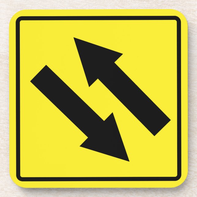 Posavasos Rótulo De Tráfico De Dos Caminos Difícil De Atract (Frente)