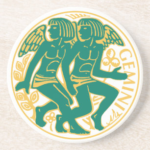 Posavasos Rótulo Gemini del Zodiac en una