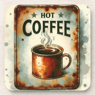 Posavasos Rótulo Hot Coffee Retro Tin