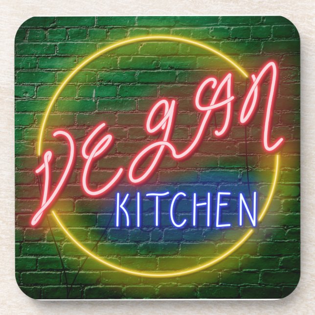 Posavasos Rótulo Neon Vegan Kitchen (Frente)